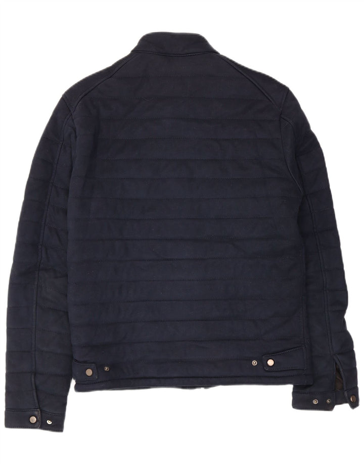 Jaqueta acolchoada masculina Zara UK 36 poliéster azul marinho pequeno