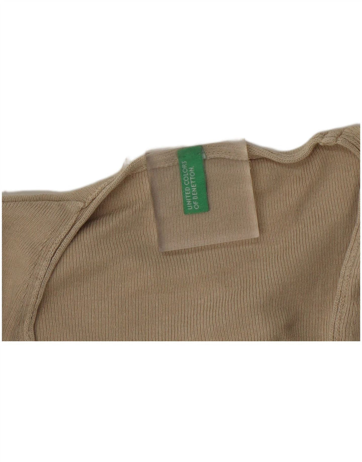 Suéter feminino Benetton com decote em V Reino Unido 8 pequeno bege