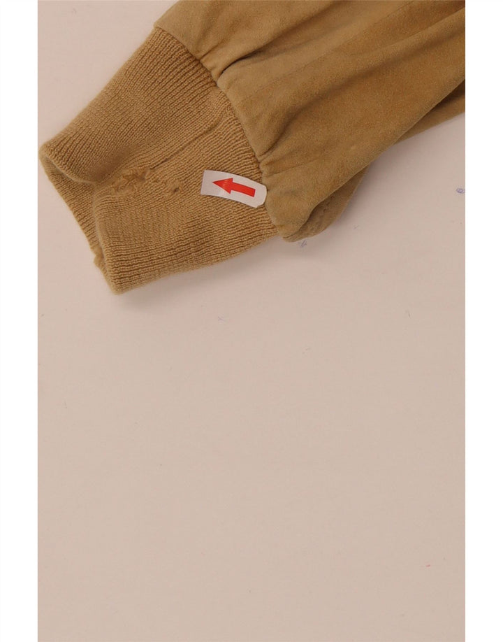 Jaqueta bomber masculina vintage de camurça UK 38 bege médio