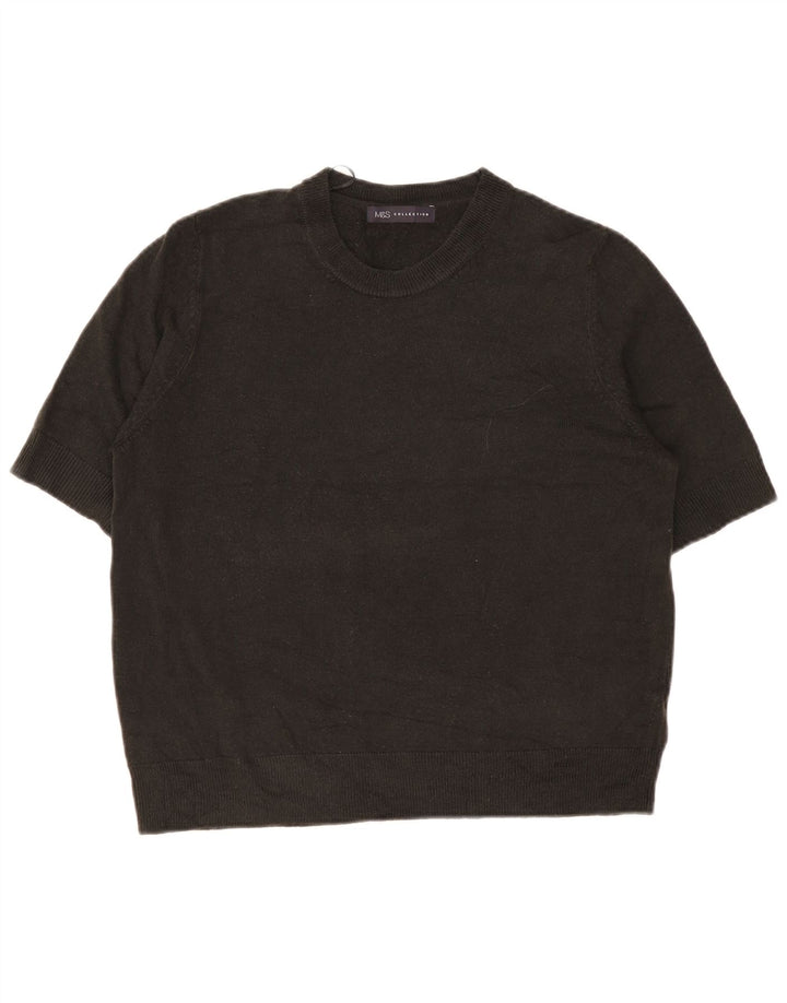 Suéter feminino Marks & Spencer com gola redonda Reino Unido 16 grande preto