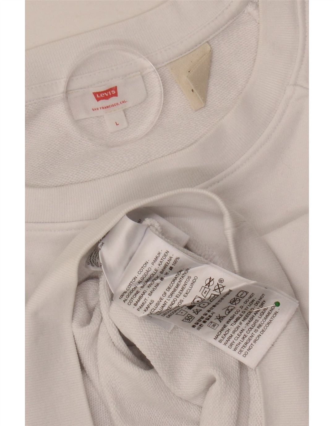 Moletom feminino oversized gráfico LEVI'S Reino Unido 16 grande algodão branco