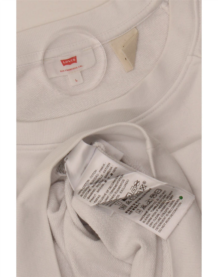 Moletom feminino oversized gráfico LEVI'S Reino Unido 16 grande algodão branco