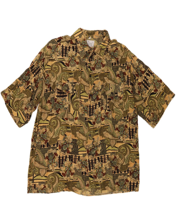 Camisa masculina vintage de manga curta 2XL cáqui Paisley