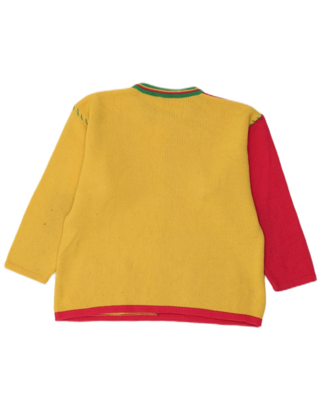 Suéter feminino Brummell com gola redonda UK 12 bloco colorido amarelo médio