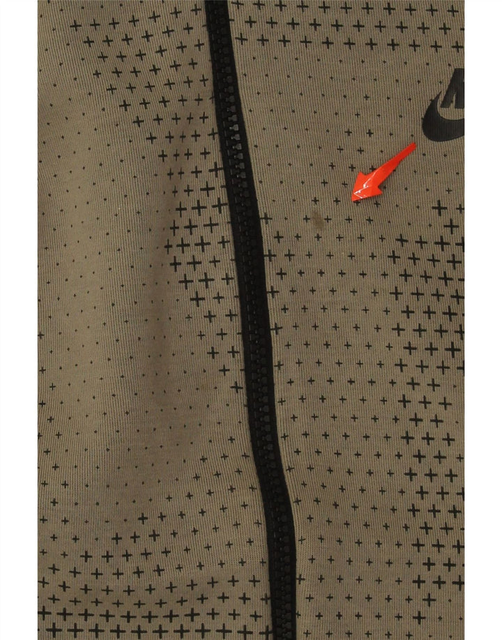 NIKE Mens Tracksuit Top Jacket Pequeno Cáqui Manchado Algodão