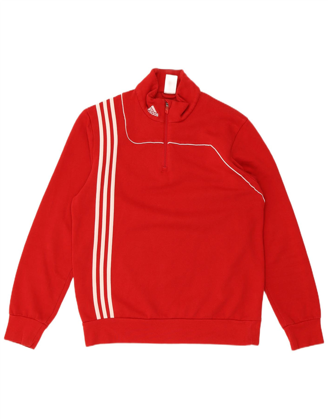 ADIDAS Mens Zip Neck Moletom Jumper Médio Vermelho