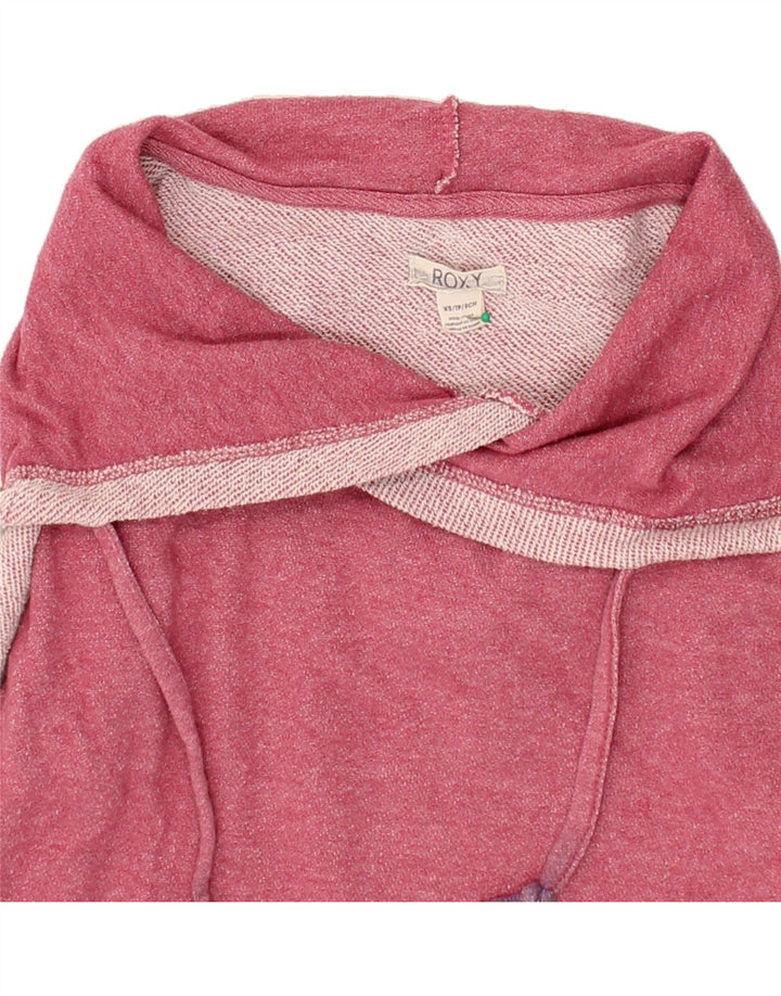 ROXY Womens Oversized Hoodie Jumper UK 6 XS Pink Colourblock Cotton Vintage Roxy and Second-Hand Roxy from Messina Hembry 