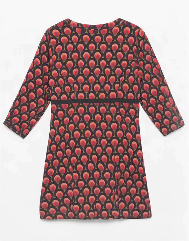 Boden Vestido feminino com padrão abstrato básico Reino Unido 14 grande multicolorido