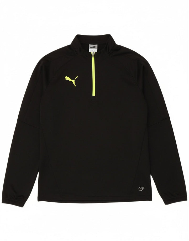 PUMA Mens Zip Neck Pullover Treino Top Pequeno Preto