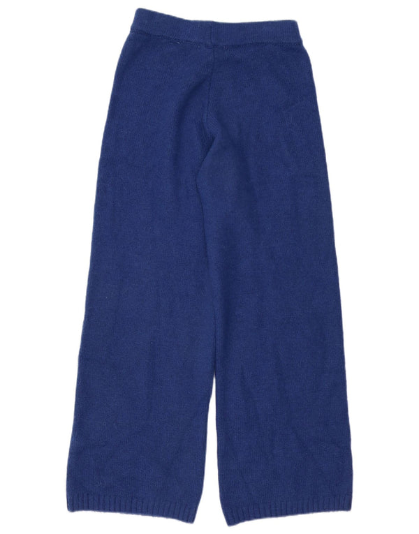 Zara Calça feminina de malha com pernas largas Reino Unido 8 pequeno azul acrílico