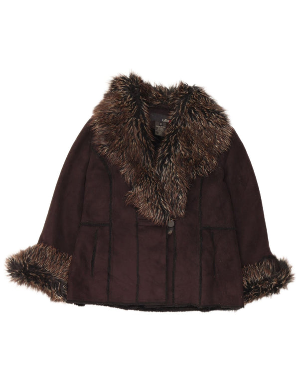 Jaqueta feminina Sherpa Utex UK 14 acrílico marrom médio