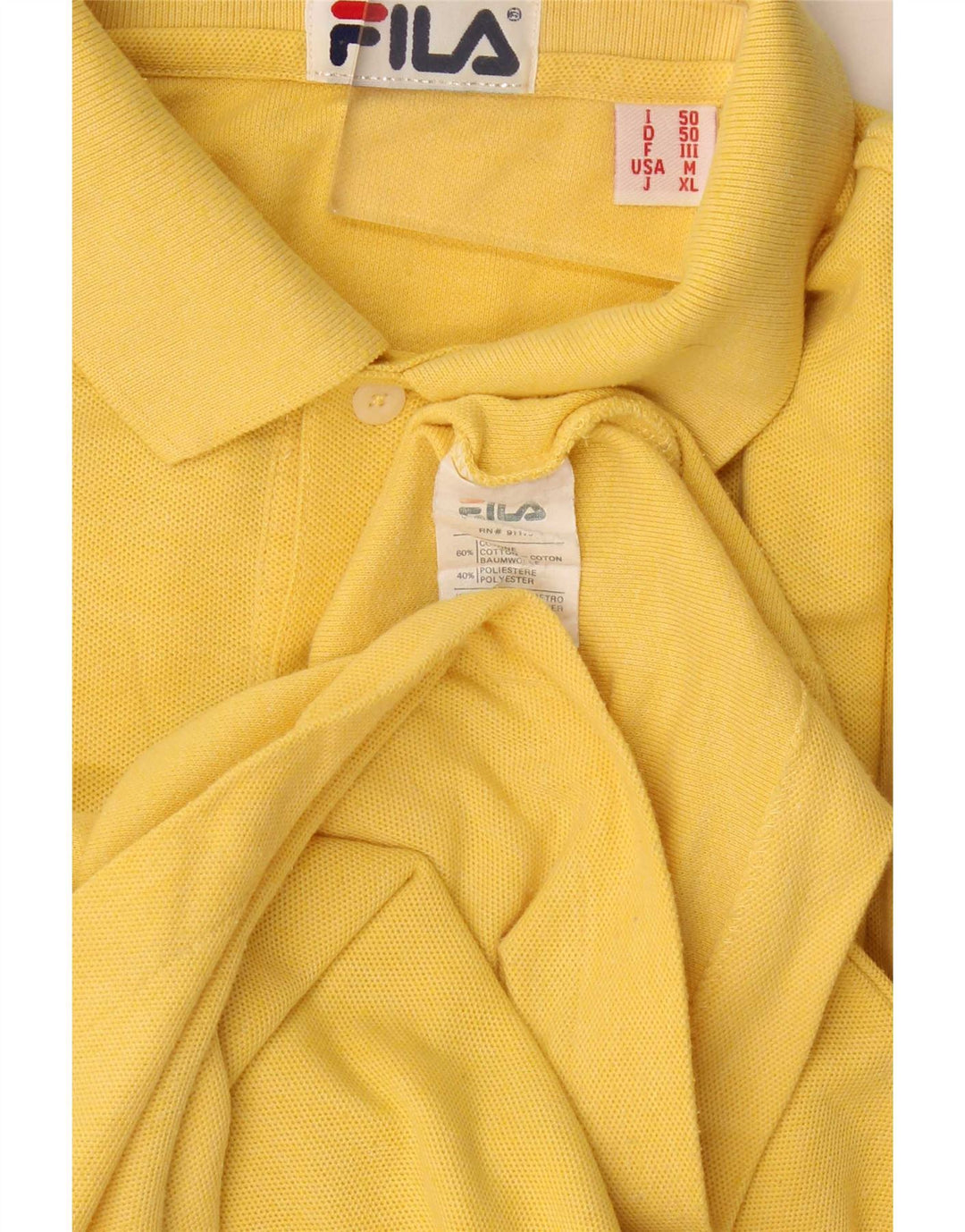 Camisa polo masculina Fila IT 50 algodão amarelo médio