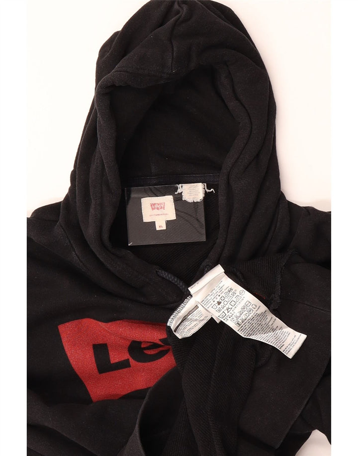 LEVI'S Womens Graphic Hoodie Jumper UK 18 XL Black Cotton Vintage Levi's and Second-Hand Levi's from Messina Hembry 