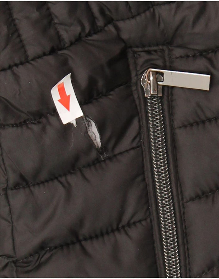 Jaqueta acolchoada com capuz feminina Zara UK 10 poliéster preto pequeno
