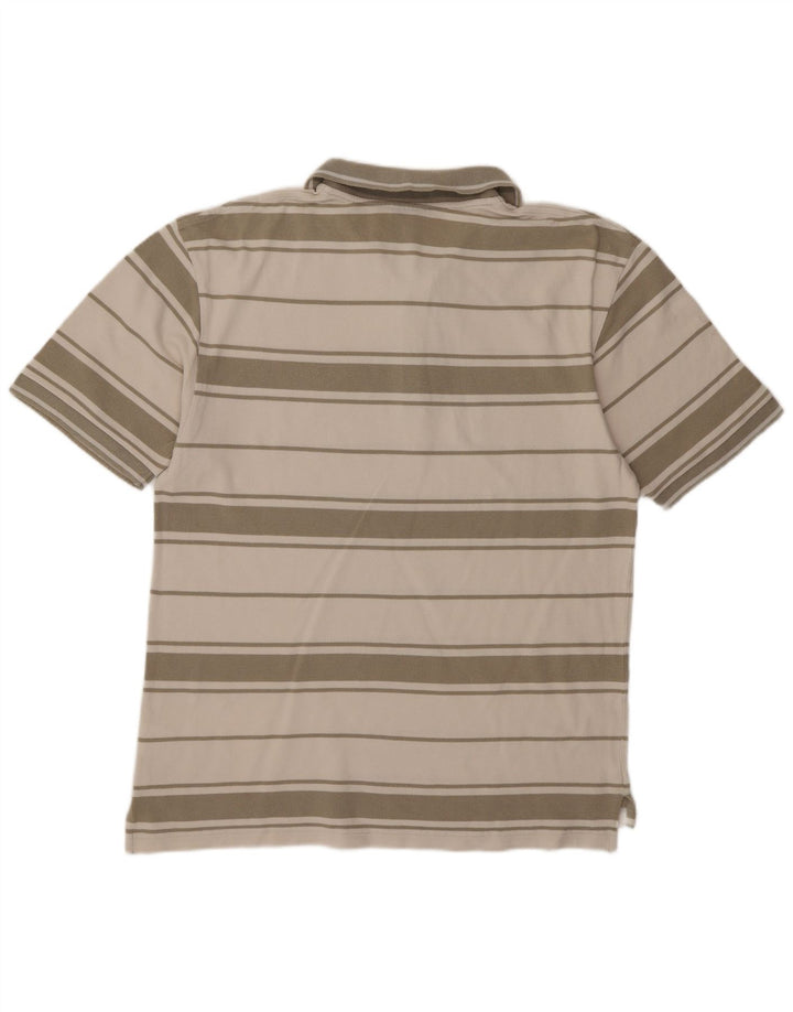Camisa polo masculina CHAMPION grande algodão listrado branco