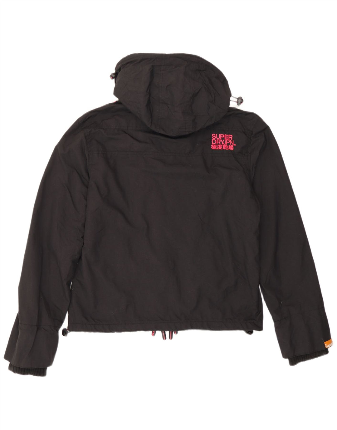 Jaqueta corta-vento feminina Superdry com capuz UK 14 grande nylon preto