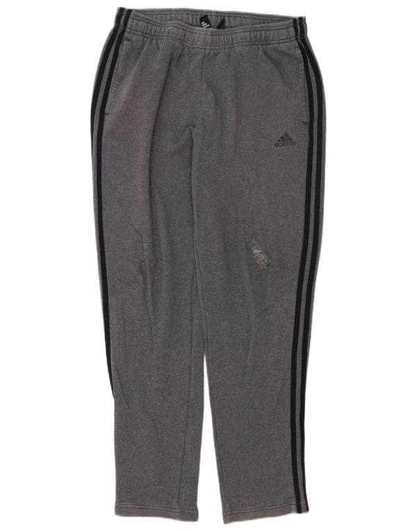 Calça de treino masculina Adidas grande algodão cinza