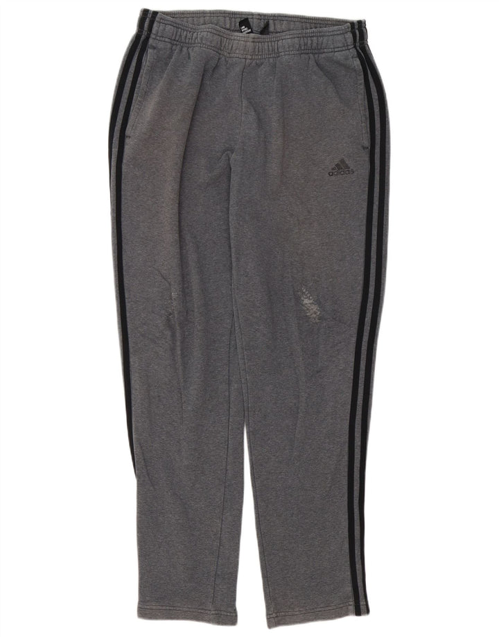 Calça de treino masculina Adidas grande algodão cinza