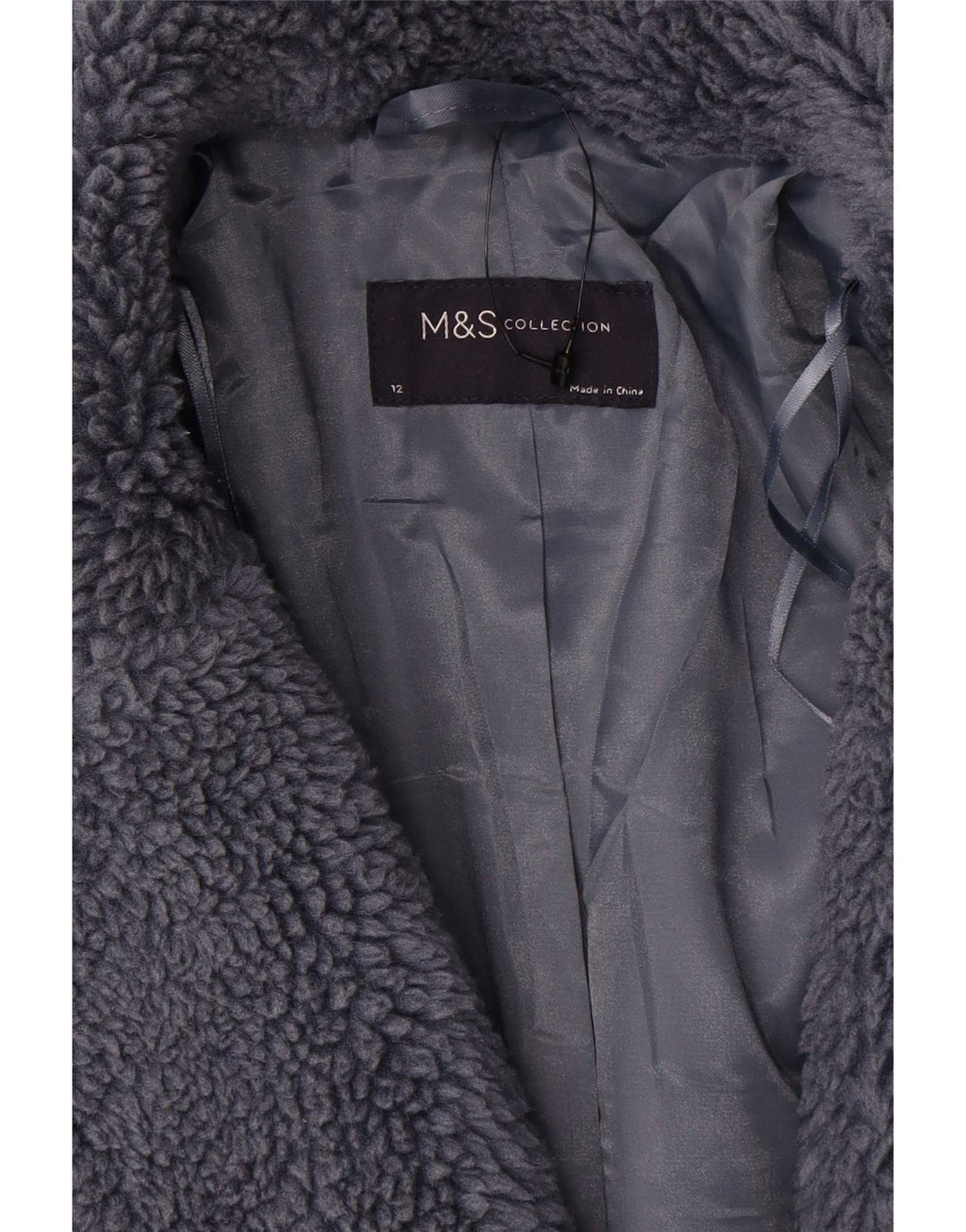 Sobretudo feminino oversized de pele sintética Marks & Spencer Reino Unido 12 cinza médio