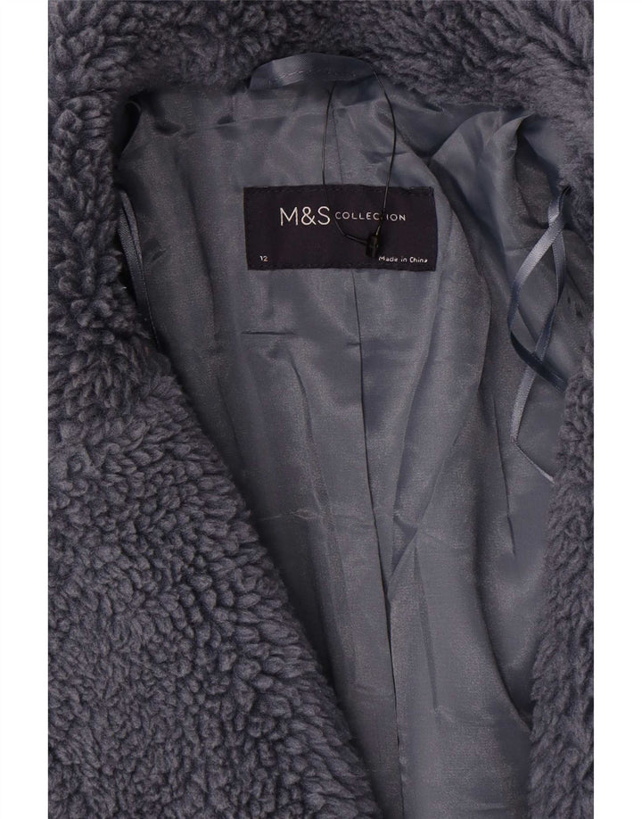 Sobretudo feminino oversized de pele sintética Marks & Spencer Reino Unido 12 cinza médio