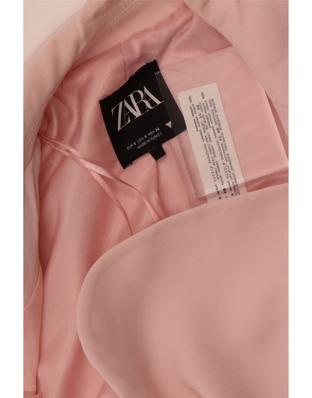 Jaqueta blazer feminina Zara com 2 botões UK 10 poliéster rosa pequeno