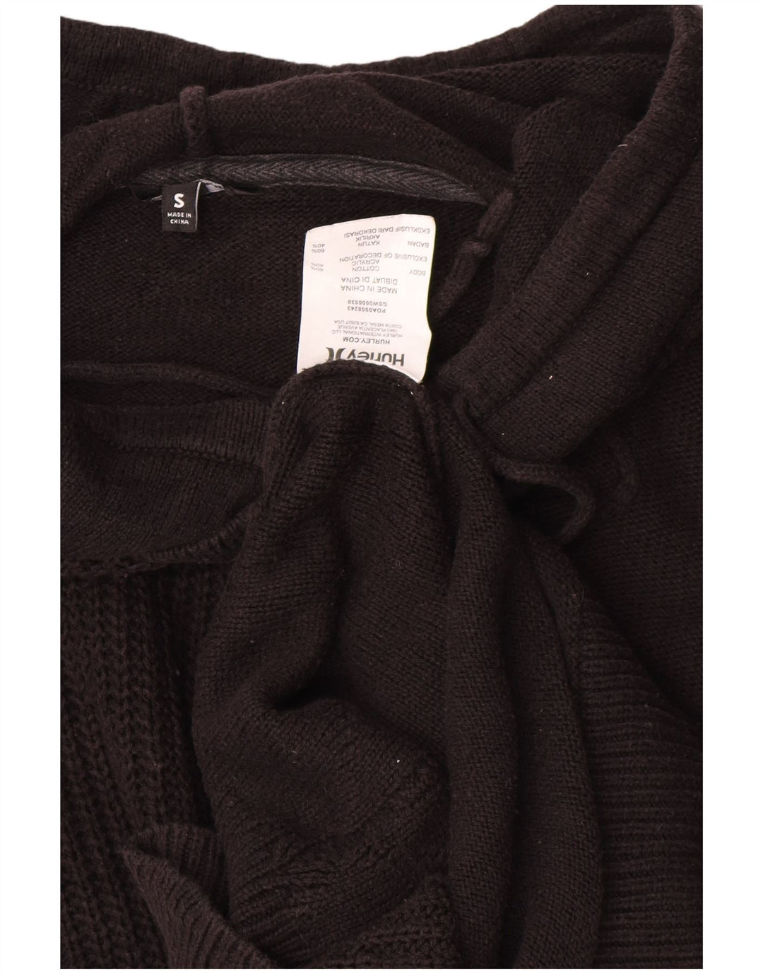 Suéter feminino Hurley de grandes dimensões Reino Unido 10 pequeno algodão preto