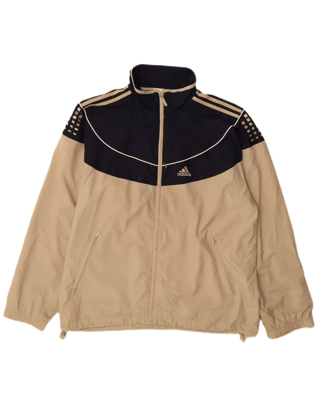 Adidas Mens Tracksuit Top Jacket Grande Bege Colourblock Poliéster
