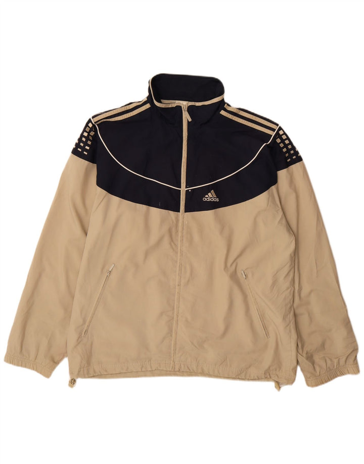 Adidas Mens Tracksuit Top Jacket Grande Bege Colourblock Poliéster