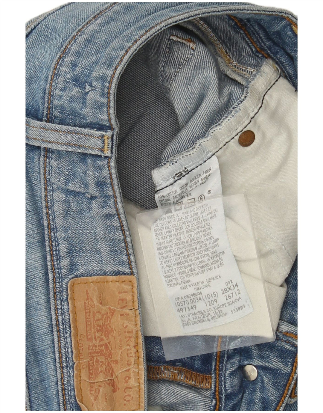 Calça jeans feminina Levi's 570 Straight W28 L30 azul algodão