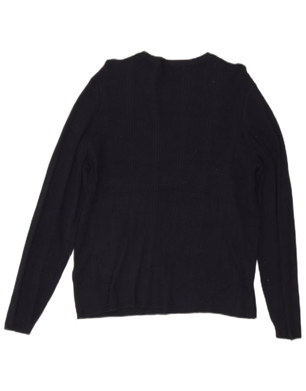 Suéter feminino Marks & Spencer com gola canoa Reino Unido 22 3XL azul marinho viscose