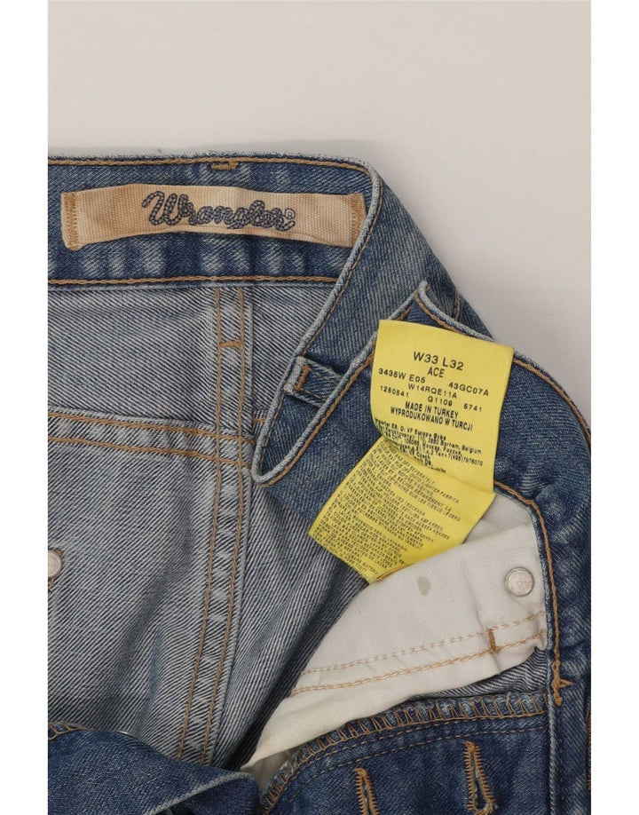 Wrangler Mens Ace Straight Jeans W33 L29 Azul Algodão