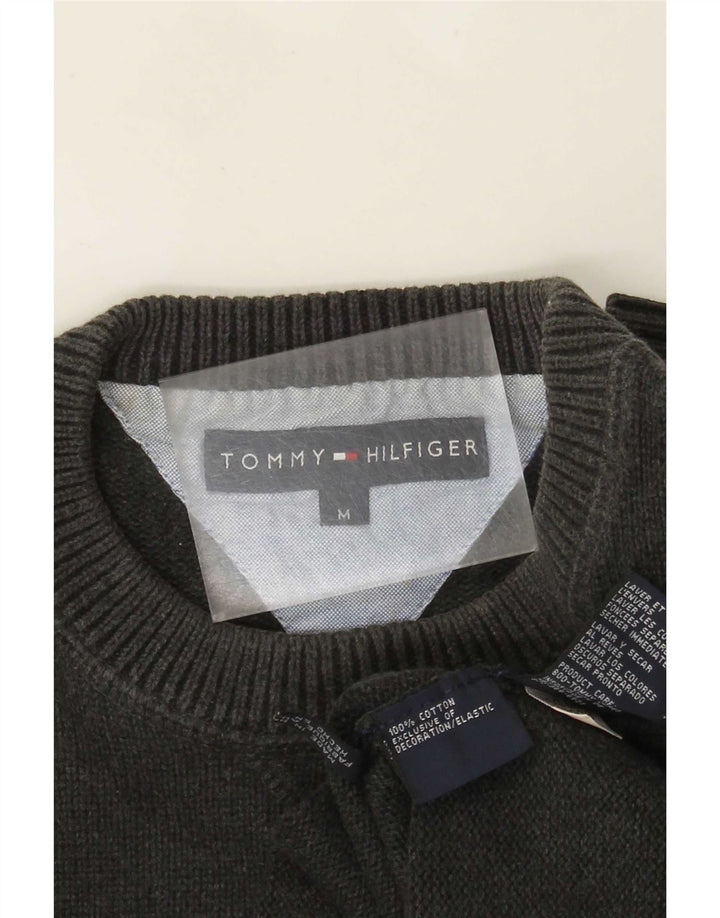 Suéter masculino Tommy Hilfiger com gola redonda e algodão cinza médio