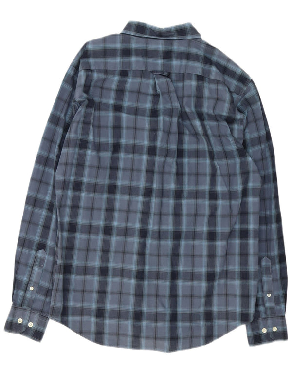 Camisa masculina Nautica de algodão xadrez médio azul marinho