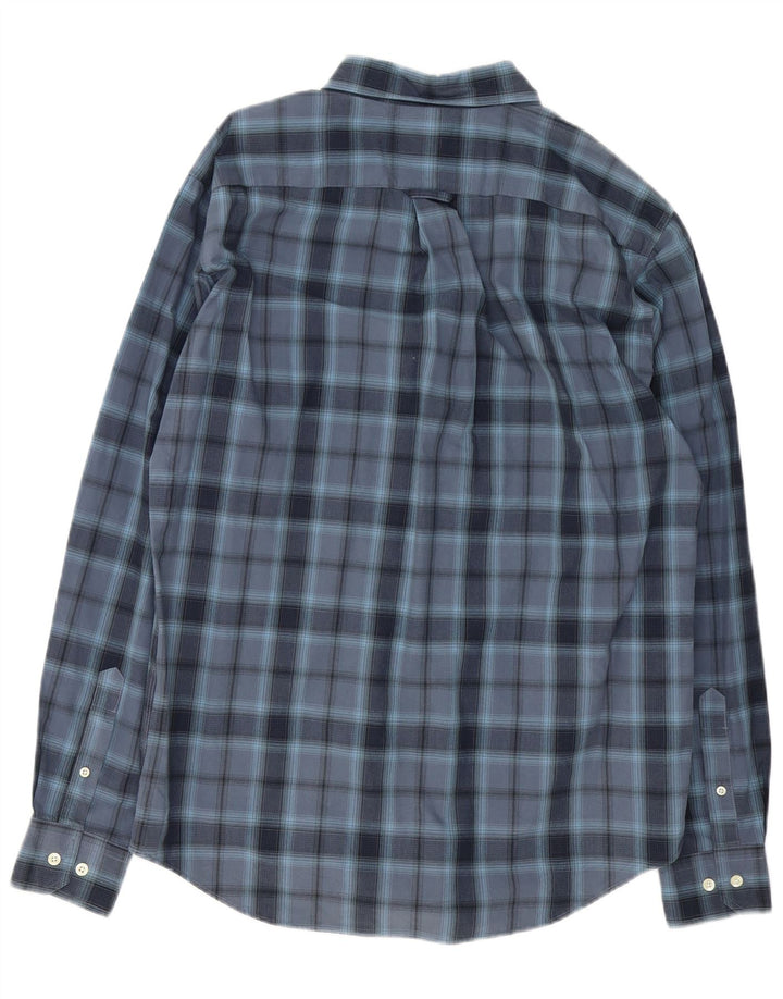 Camisa masculina Nautica de algodão xadrez médio azul marinho