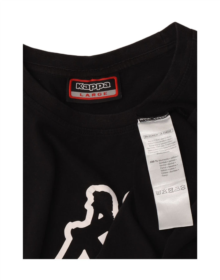 Camiseta gráfica masculina Kappa Top grande de algodão preto