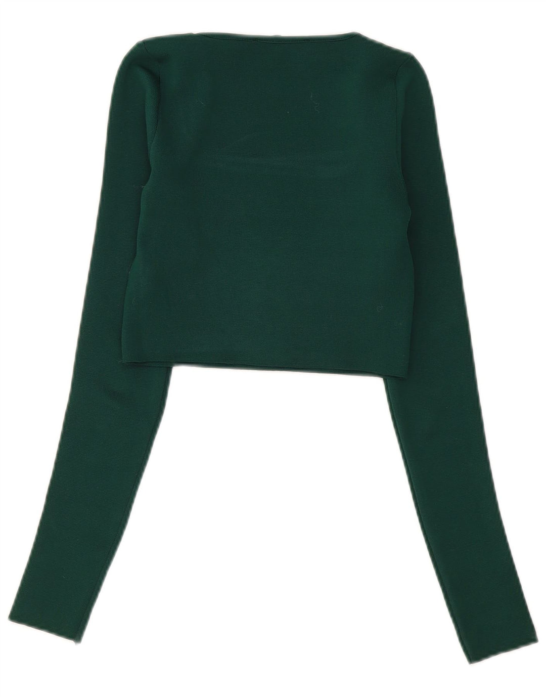 Zara Crop Top Feminino Manga Longa Reino Unido 8 Poliéster Verde Pequeno