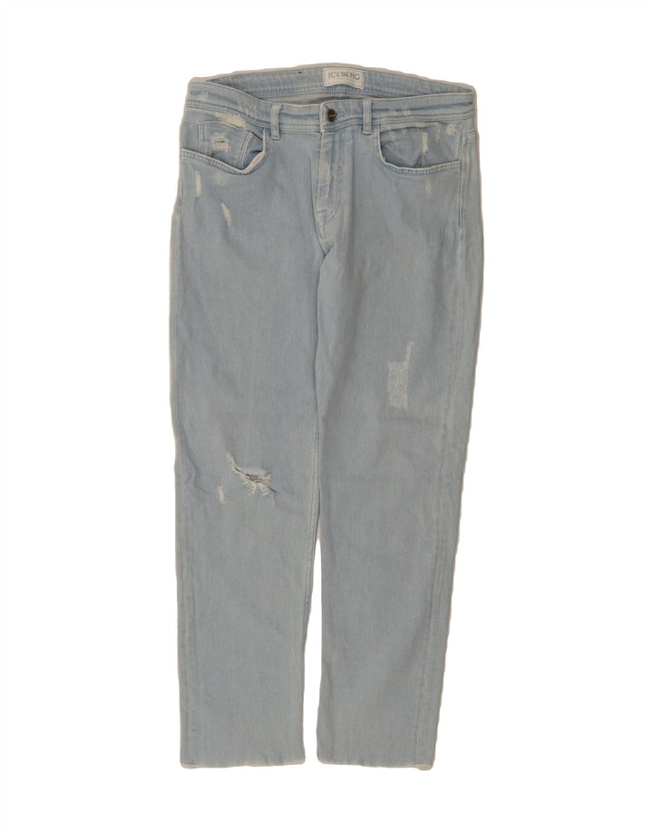 ICEBERG Womens Distressed Straight Jeans W29 L28 Blue Cotton Vintage Iceberg and Second-Hand Iceberg from Messina Hembry 