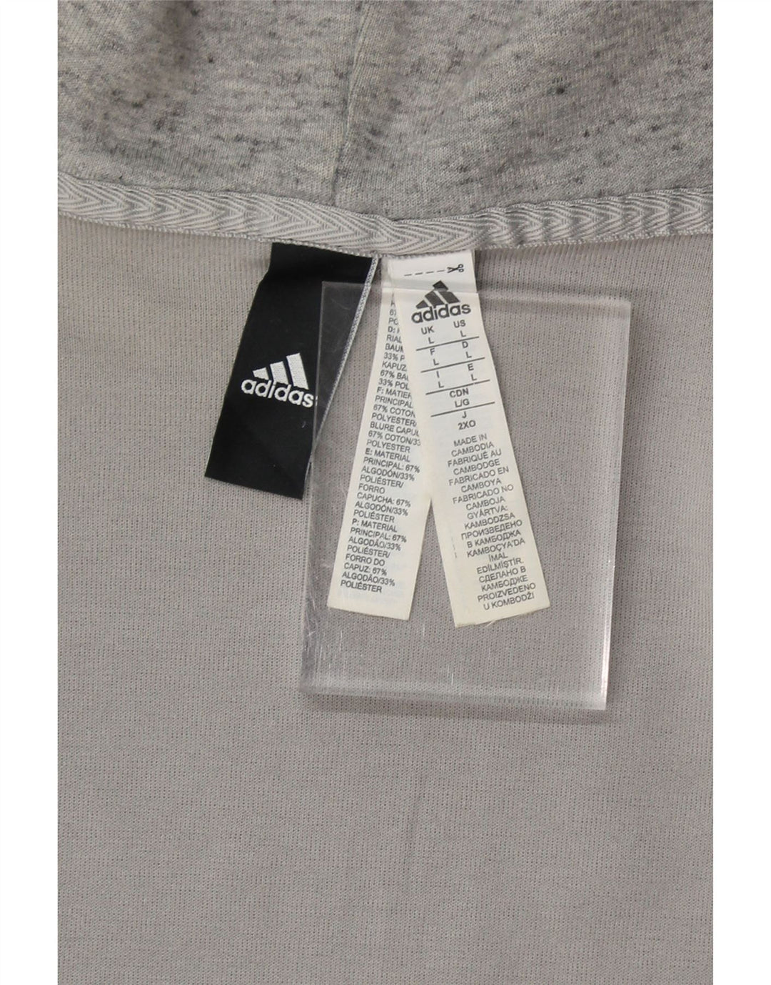 ADIDAS Mens Zip Hoodie Sweater Large Grey Cotton Vintage Adidas and Second-Hand Adidas from Messina Hembry 