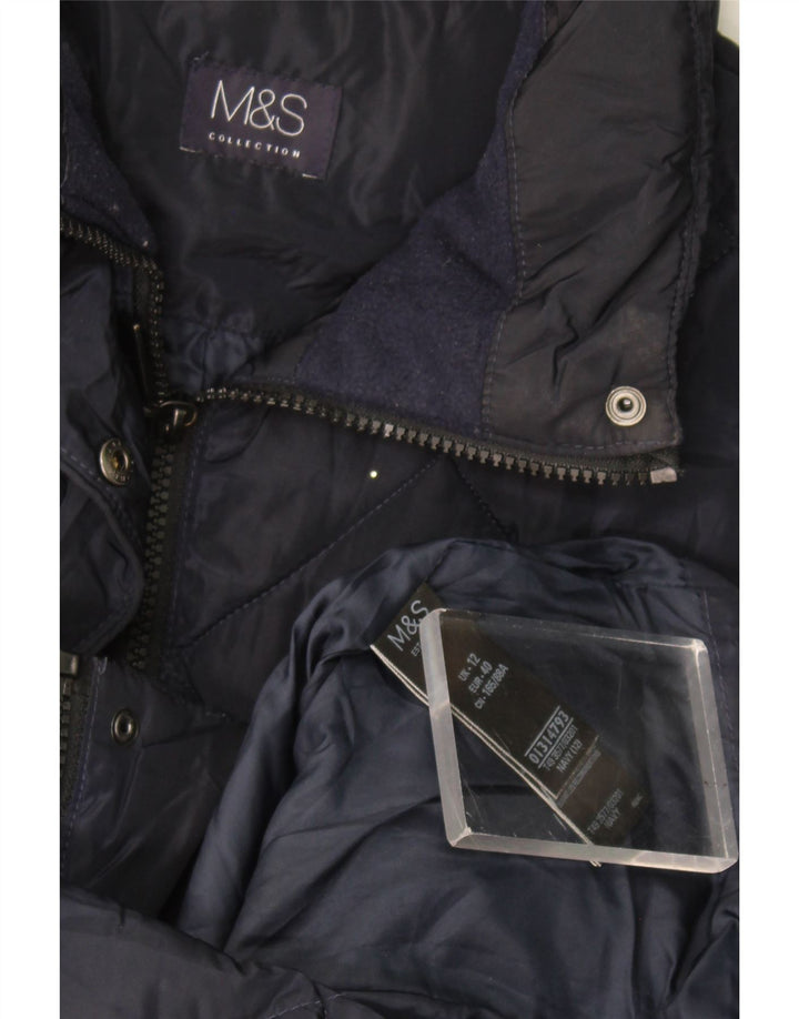 Jaqueta acolchoada feminina Marks & Spencer UK 12 poliéster azul marinho médio