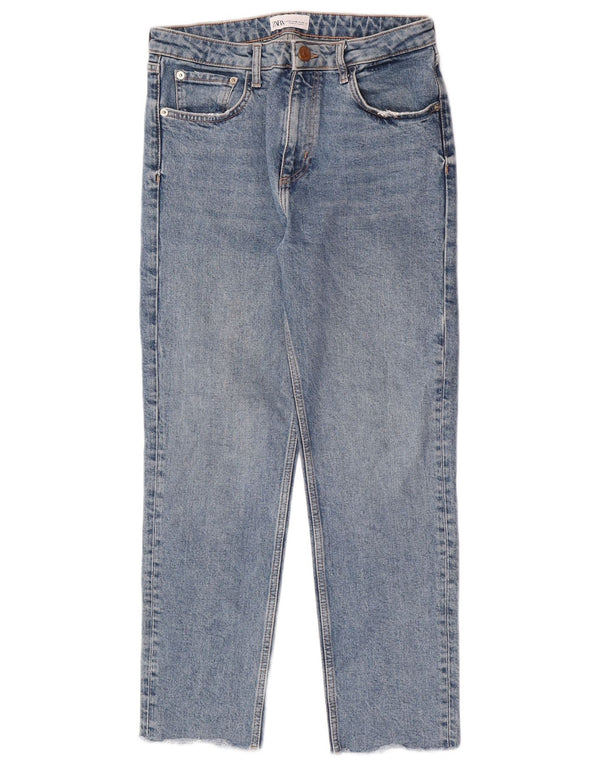 Calça jeans feminina Zara com cintura alta EU 40 médio W30 L26 algodão azul