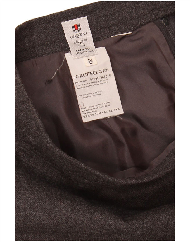 Saia reta feminina UNGARO IT 40 pequena W26 cinza Cupro