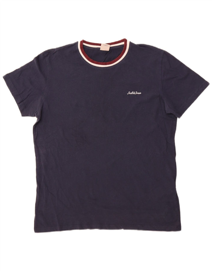 Camiseta masculina JACK & JONES grande algodão azul marinho