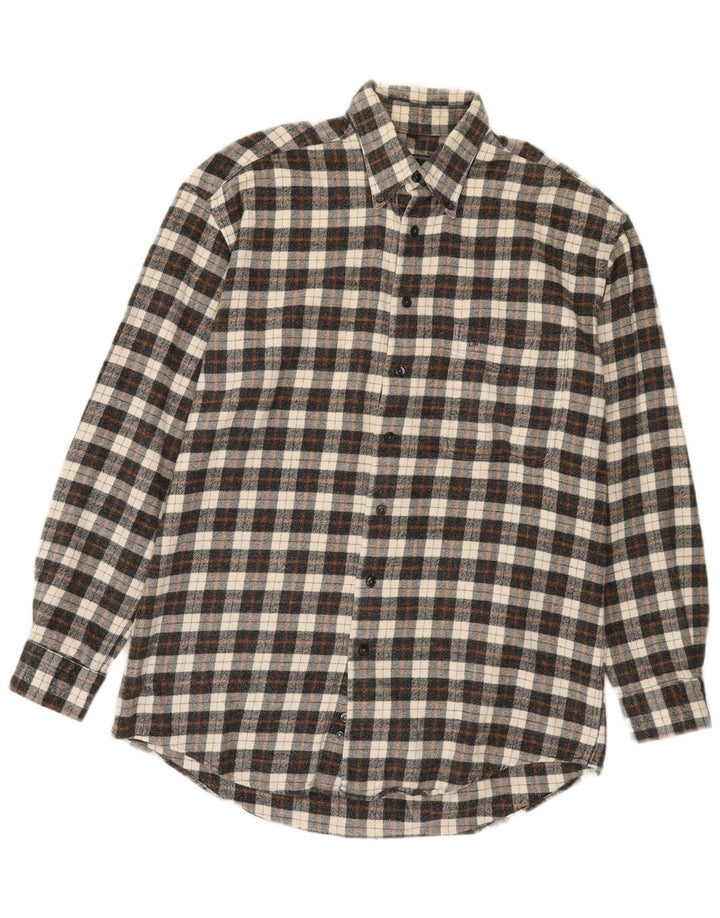 Camisa masculina de flanela DANIEL HECHTER algodão xadrez cinza médio