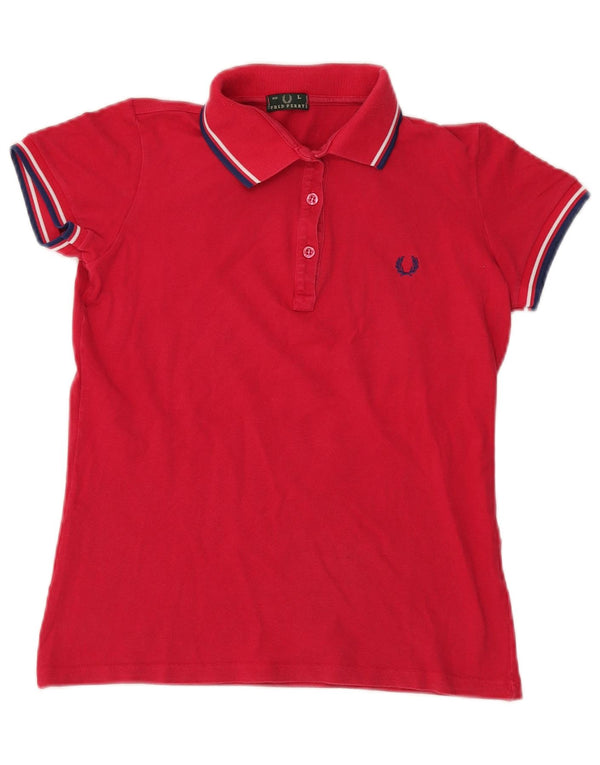 Camisa polo feminina Fred Perry Reino Unido 14 grande vermelha