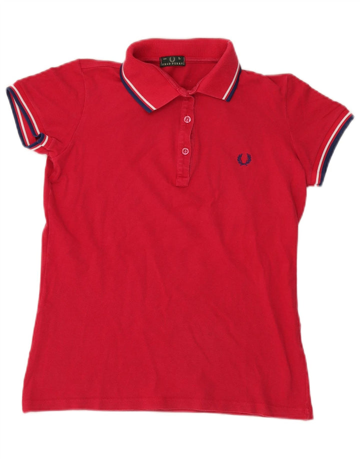 Camisa polo feminina Fred Perry Reino Unido 14 grande vermelha
