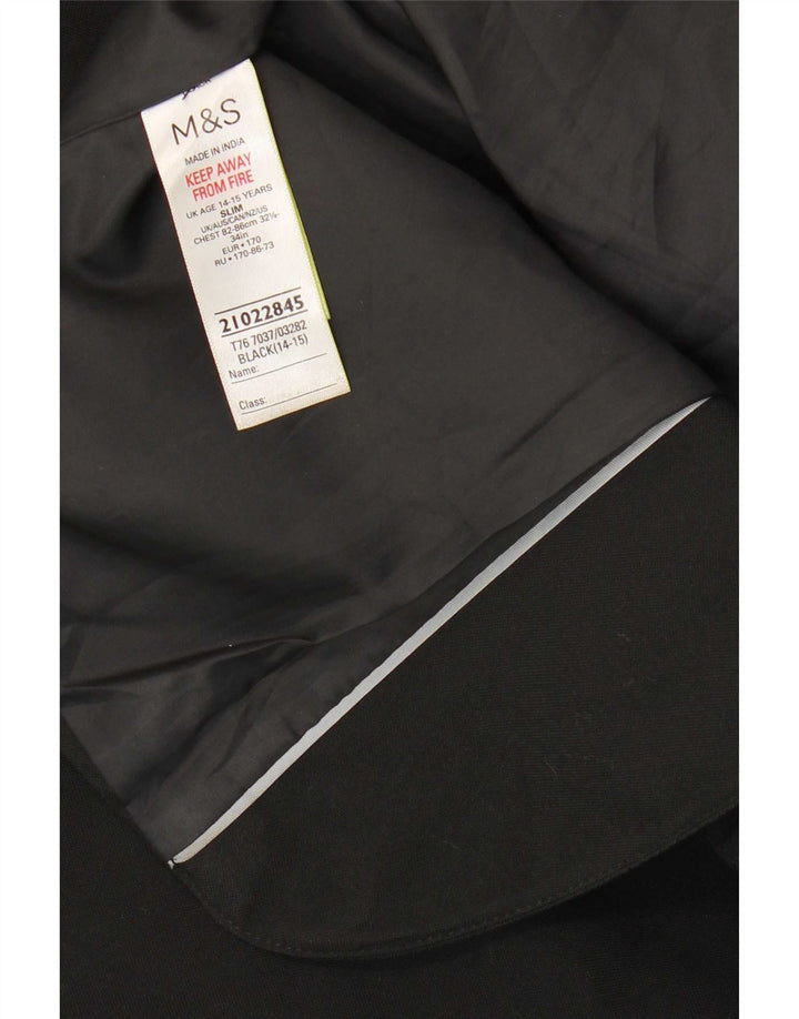 Jaqueta blazer de 2 botões para meninos Marks & Spencer 14-15 anos poliéster preto
