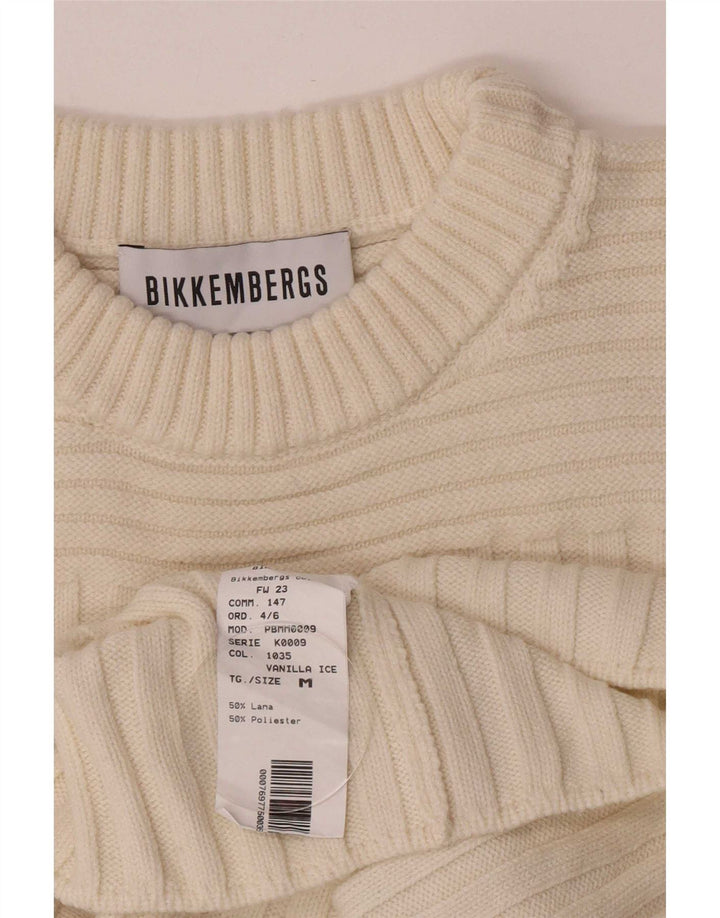 Suéter feminino Bikkembergs com gola redonda UK 12 médio off white