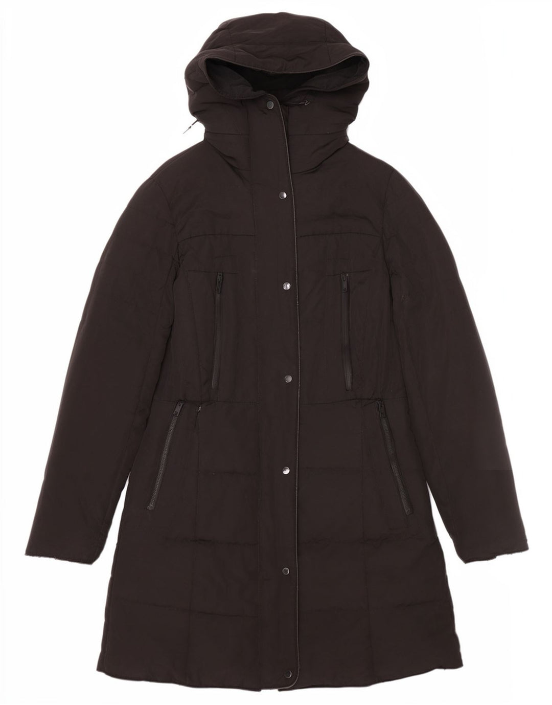 Casaco acolchoado com capuz feminino Zara UK 14 médio preto