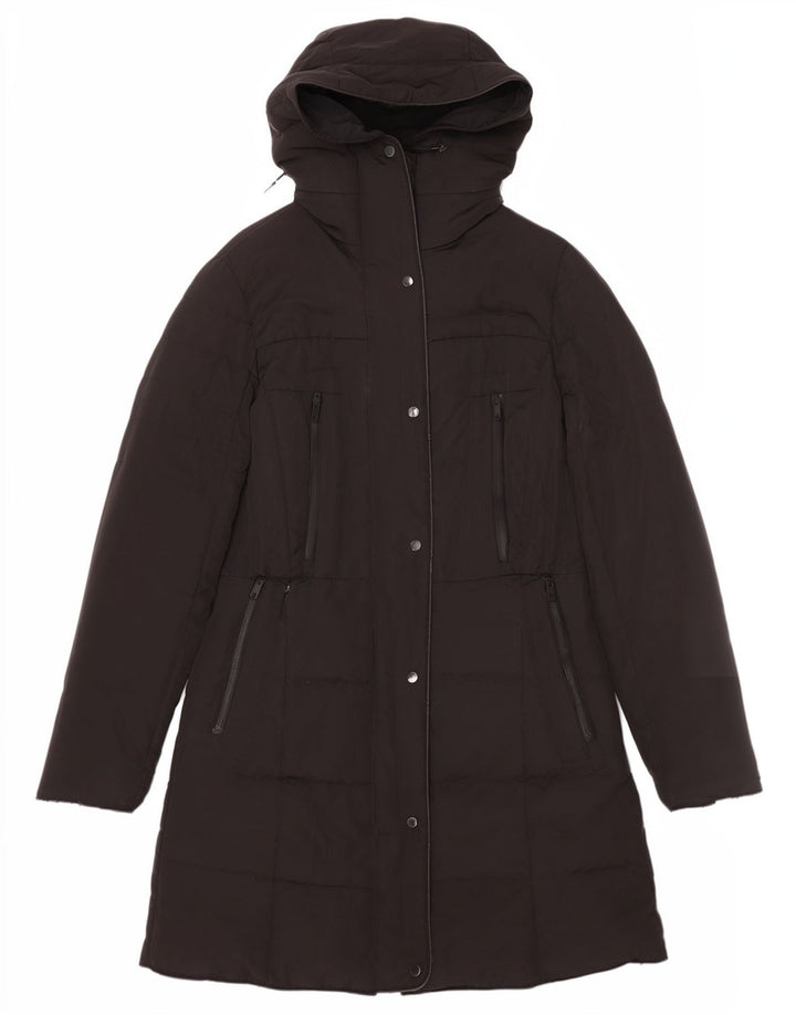 Casaco acolchoado com capuz feminino Zara UK 14 médio preto