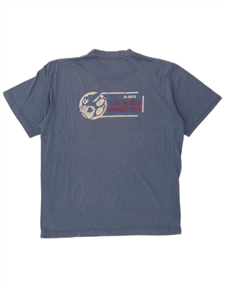Camiseta gráfica masculina JACK WOLFSKIN grande algodão azul marinho